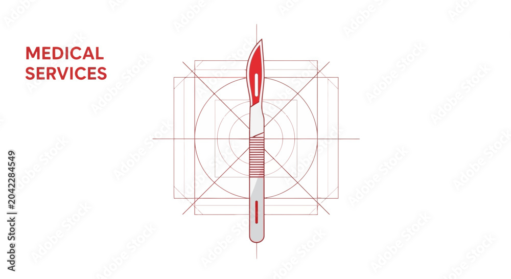 Obraz premium Medical Blade Abstract: Surgical Instrument and Blueprint Design for Healthcare Concept
