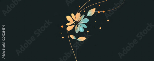 Surreal blue yellow floral artwork with watercolor texture sparkle glow and dynamic neon lighting