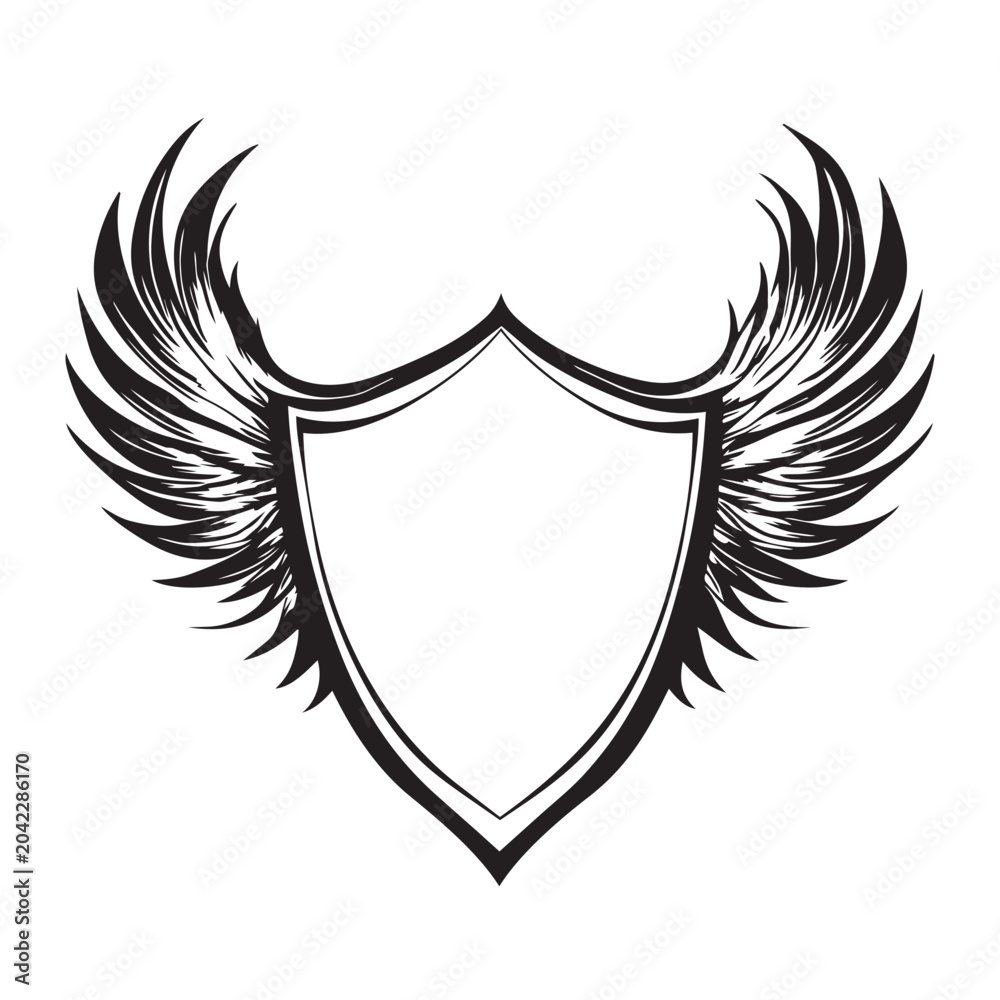 Fototapeta premium heraldic shield with wings