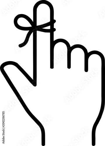 Reminder String Tied Around Finger Icon - Symbol for Memory and Important Note