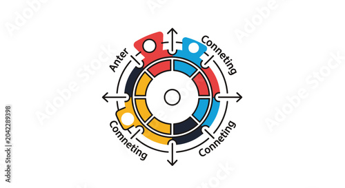 Abstract Circular Diagram with Connecting Arrows and Segments