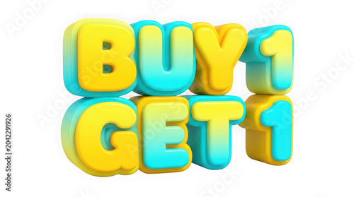 Buy 1 Get 1 Free 3d Text For Sales Promotion