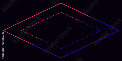 фотографія Abstract rhomboid structure with gradient lines and dashed border vector graphic
