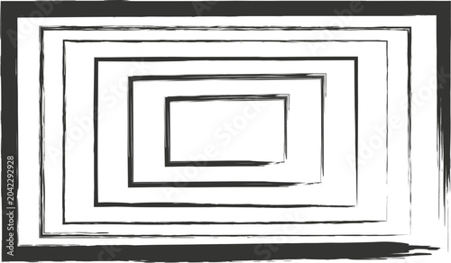Bild auf Leinwand Grunge black rectangle frame set, hand drawn ink border collection, textured cha