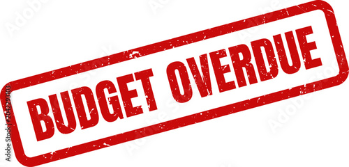 Foto Budget Overdue Red Rubber Stamp Impression on White Background for Late Deadline