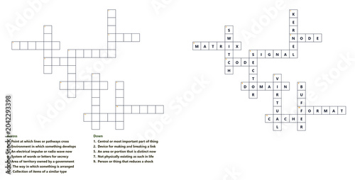 Fotografie Blank crossword puzzle with clues for word game enthusiasts