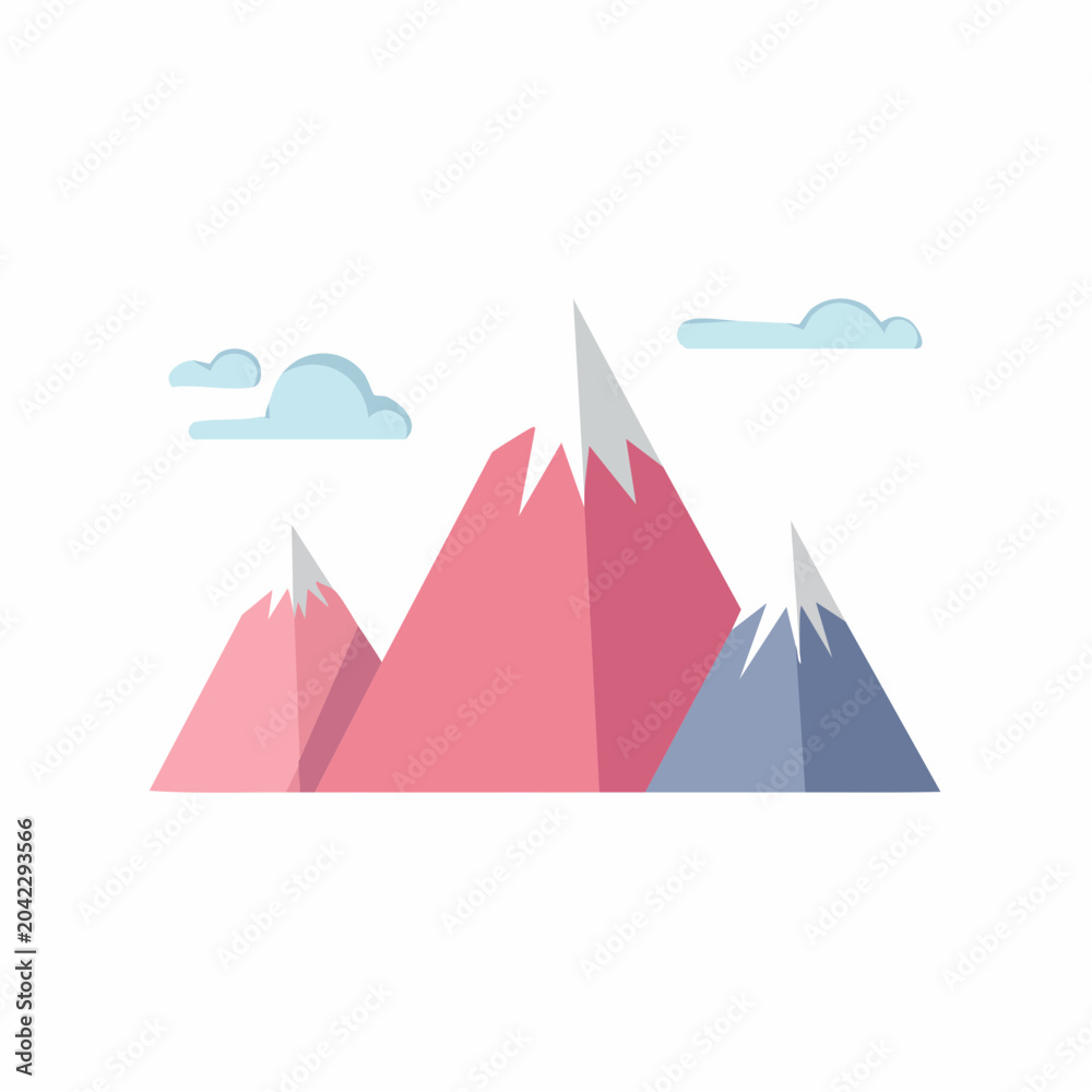 Obraz premium Stylized Mountain Range with Clouds