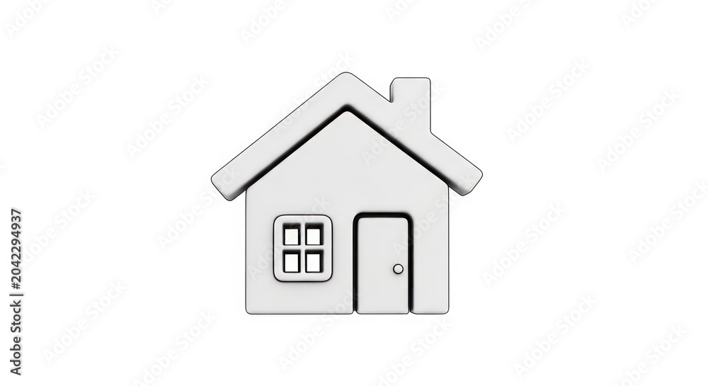 Fototapeta premium Minimalist white 3d house icon with chimney