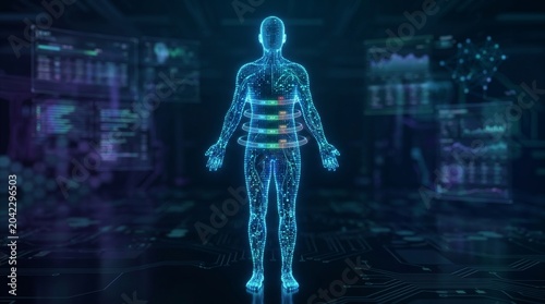 Exploring digital human anatomy virtual body mapping modern lab 3d visualization tech environment immersive perspective