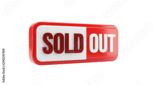 3d Sold Out Button On White Background
