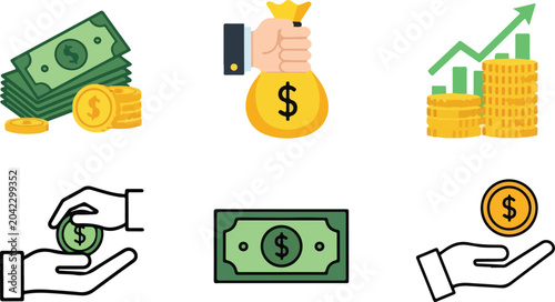 Fotografía Financial icons with money and growth