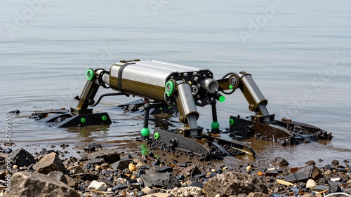 Marine Robots Cleaning Shoreline Oil Spill
