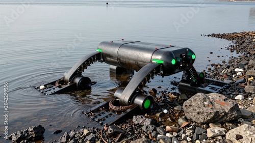Marine Robots Cleaning Shoreline Oil Spill