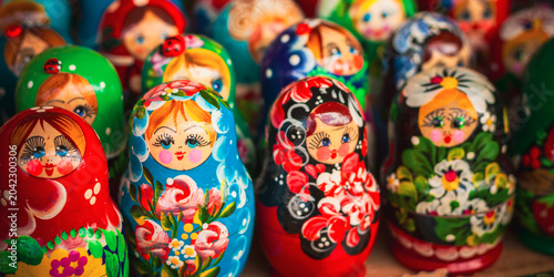 Fotografie Colorful Russian Nesting Dolls The Market