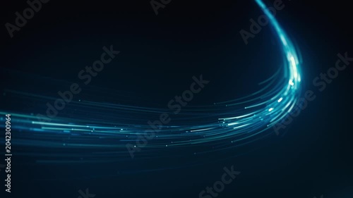 Digital Curved Light Strings Background
Abstract background animation with curved digital light energy particles flowing into space