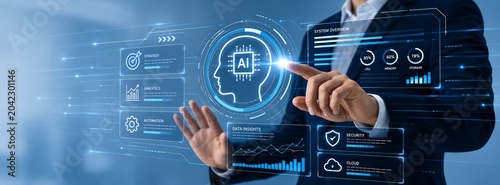 Artificial Intelligence Dashboard Interface with Data Analytics, Automation, and Business Intelligence