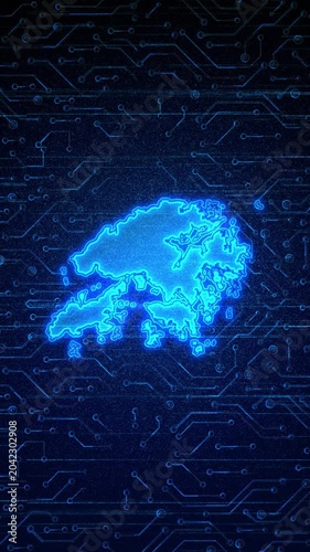 4K Resolution, Hong Kong Country Digital Electric Futuristic Technology Map, Suitable for Tech events, Science, Politics, Elections, News and Sports Events