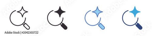 Fotografía AI Search Icon Set, magnifying glass with sparkle stars, artificial intelligence