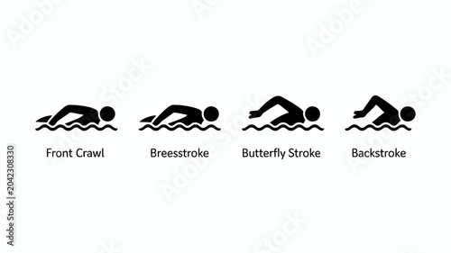 Foto swimming strokes flat icon front crawl breaststroke butterfly stroke backstroke