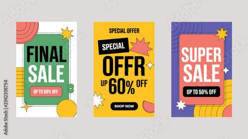sale advertisements vector discounts special offer final super illustration graphic promotion marketing retail shopping commercial text stars shapes colorful design poster