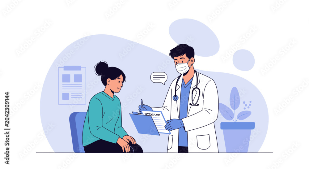 Fototapeta premium Medical Consultation Demonstrating Healthcare and Patient Communication in a Clinic Setting