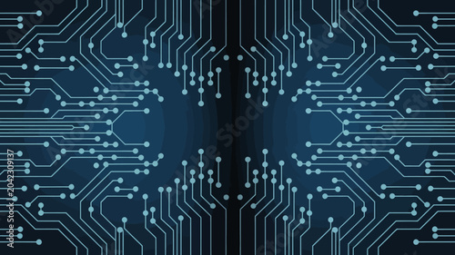 Bild auf Leinwand circuit board pattern on dark blue background symmetric electronics technology n