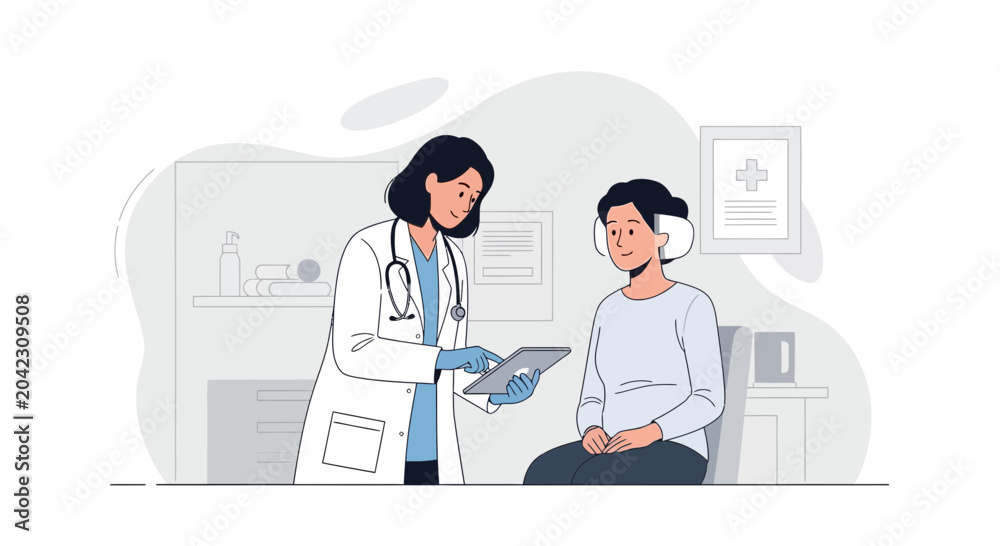 Fototapeta premium Medical Consultation Demonstrating Healthcare and Patient Communication in a Clinic Setting