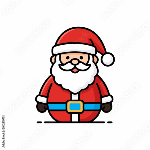Fotografía Cute Santa Claus Vector Illustration, Minimalist Christmas Character Mascot Icon