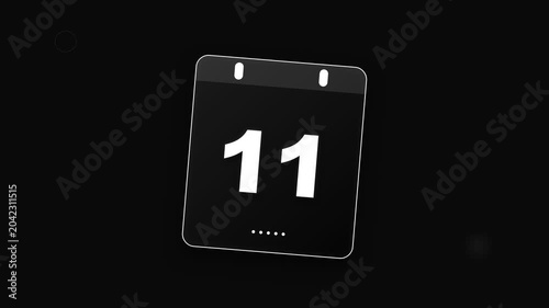 Captivating representation of the eleventh day on a dark calendar page symbolizing a specific date or appointment with a modern graphic aesthetic suitable for time management concepts