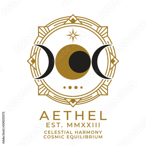 Golden Aethel Celestial Harmony Logo Design.
