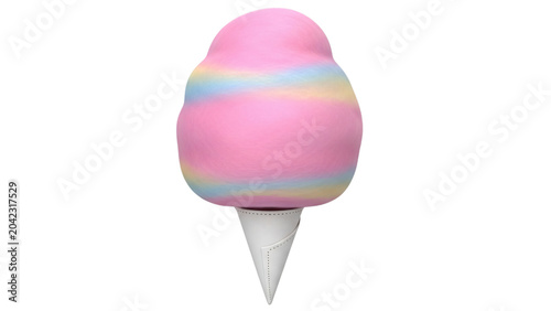 Pink and blue ice cream cone with rainbow swirl top and bottom.