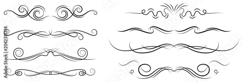 Canvastavla ornate swirl flourish curl decorative divider vector set