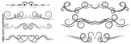 Quadro su tela ornate swirl flourish curl decorative divider vector set