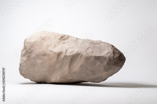 Smooth Gray River Stone on White Background