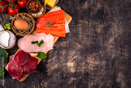Clean eating balanced protein healthy food.