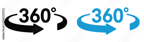 Canvastavla 360 Degree Rotation Arrow Icon, Clean Vector Illustration Featuring Circular Angle Arrow and Panorama Symbol