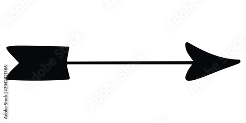Schilderij op canvas Black silhouette of vintage arrow with fletching and sharp arrowhead for archery