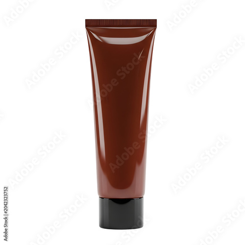 Sleek matte brown cosmetic tube with black cap