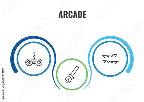 Photos arcade outline icon set