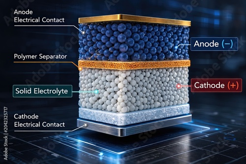 Solid State Battery Cell Structure Technical Illustration