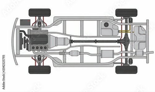 Internal Combustion Engine Vehicle Chassis Layout Technical Illustration