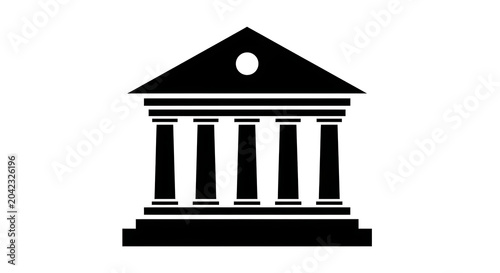 Black silhouette icon of a classical building with columns and pediment building architecture classical pediment silhouette government isolated university structure minimalist institution