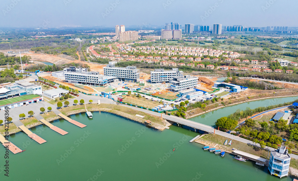 Obraz premium Hong Lian Lake Training Base Aerial View, China