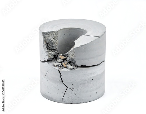 A cylindrical object with a cracked and broken surface