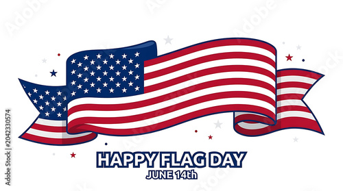 Waving american flag illustration for happy flag day celebration with american