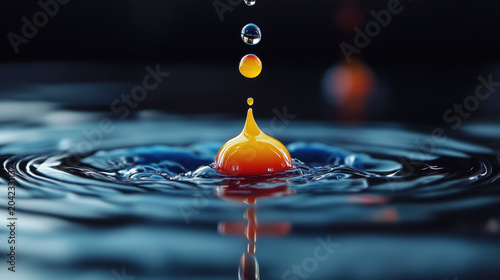 Colorful ink drops swirling in water with a monochrome background effect