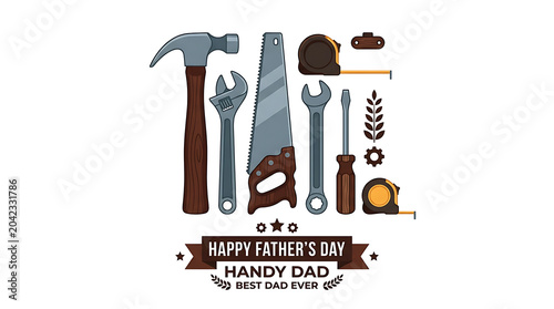 Handy dad happy father's day tools collection illustration with screwdriver