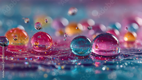 Colorful cyan and magenta drops mixing in water creating vibrant abstract patterns.