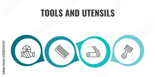 Foto tools and utensils outline icon set
