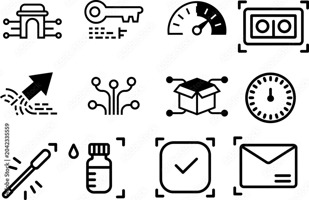 Fototapeta premium Technology icons set and science finance and vector